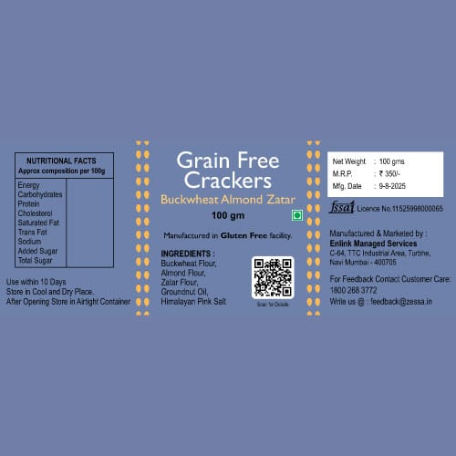 Crispy grain-free crackers made with buckwheat, almonds, and zaatar – a healthy, flavorful snack