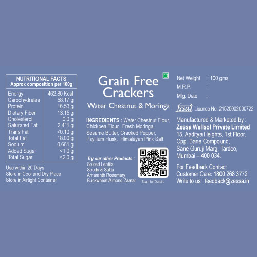 Grain Free Crackers – Water Chestnut & Moringa