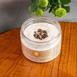 Vegan cream cheese infused with truffle flavor – a smooth, rich, and dairy-free spread